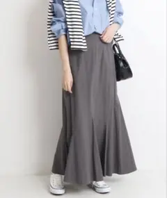 【美品】スローブイエナ　コットン　フレアマキシスカート　グレー