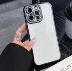 iPhoneケース　iPhone12 キラキラ　ブラック