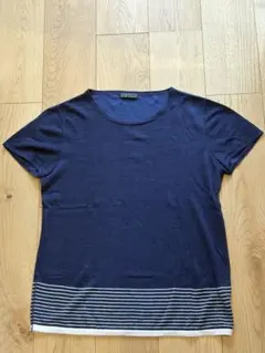 BARNEYS NEW YORK ニット Tシャツ ネイビー　バーニーズのサムネイル