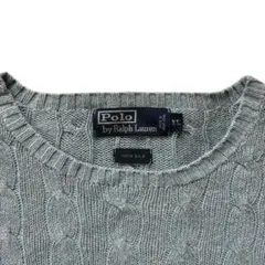 90s Ralph Lauren シルク100% ケーブルニット　アイスグレー