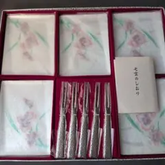 七宝焼き 錫々皿 花柄 5枚 菓子楊枝 七宝焼 七寶焼