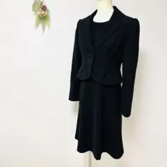 ブラックフォーマル ジャケット7分シアー袖ワンピース2点セット M 黒 冠婚葬祭