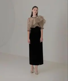 LEJA アシンメトリーティアードフリル3WAYベロアワンピースドレス