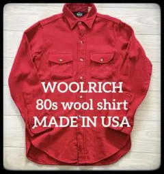 【アメリカ製】【WOOLRICH】80s ウールシャツ　レッド