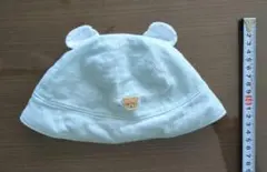 値下【美品】MIKIHOUSE 水色 クマ刺繍 ベビー帽子
