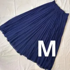 美品｜carnelian｜ネイビー無地｜プリーツロングスカート｜M｜秋冬通勤