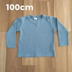 グレー リブ編み 長袖カットソー