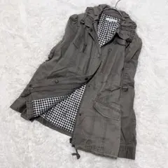 【Klein Plus✨】M ミリタリージャケット 38 カーキ 千鳥格子裏地