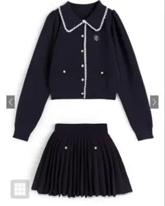 GRL レースニットカーディガン×インパン裏地付きプリーツスカートセットアップ