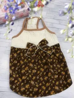 sale♡ M 小花柄キャミワンピ ハンドメイド犬服 コーデュロイ