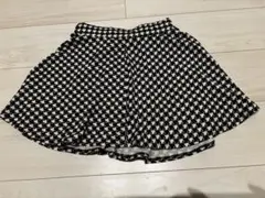 フレアスカート ブラックホワイト 千鳥柄
