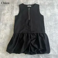 チコ【F】チュニック ミニワンピ バルーンヘム ギャザー切替 フロントジップのサムネイル