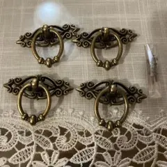 ブロンズ　引き手用　金属パーツ4個セット