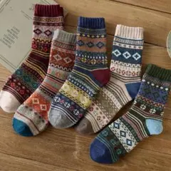 新品暖かい紳士メンズソックス5足セット厚手山ガールウール混冬男性靴下まとめ売り