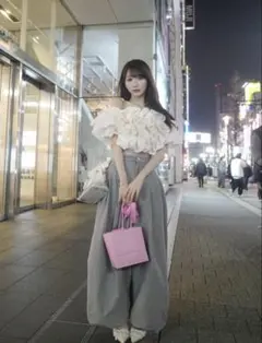 SNIDEL スナイデル カーブデニムワイドパンツ グレー サイズ1