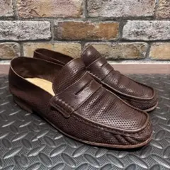 レザーなのに涼しげ⭐︎MEN'S BIGI 高級革 パンチング加工 ローファー