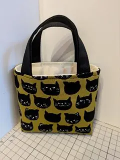 7-63猫柄ミニトートバッグ　ハンドメイド