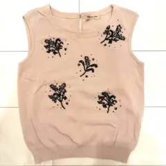 Apuweiser-riche ビーズ刺繍ノースリーブニット