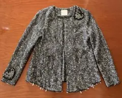 ZARA ノーカラー ツイードジャケット