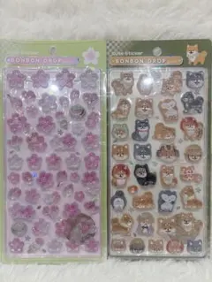 ボンボンドロップシール　 和柄 柴犬と桜のセット