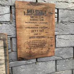 男前廃材パネル　Shea Stadium 1964 木製ステンシルボード　レトロ
