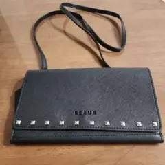 BEAMS スタッズ付き ブラック お財布ショルダーバッグ