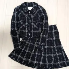 Rene ルネ TISSUE生地 ツイードノーカラージャケット セット ウール