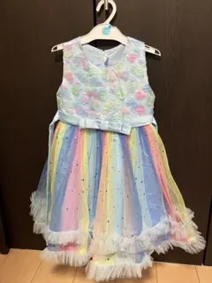 カラフルハート模様　ノースリーブドレス 120サイズ