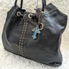 【希少】MICHAEL KORS レザー スタッズトートバッグ　巾着風　チャーム 希少】MICHAEL KORS レザー スタッズトートバッグ 巾着風 チャーム
