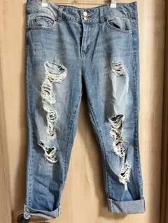 【美品】FOREVER 21 ダメージデニムパンツ JP 71