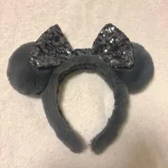 ディズニー カチューシャ ミニー モコモコ グレー スパンコール