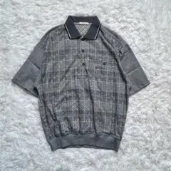 総柄ポロシャツ グレー 半袖 ストレート シティボーイ ノームコア レトロ