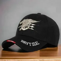 新品 ネイビーシールズ 刺繍 キャップ 野球帽 帽子 黒 海軍 ミリタリー