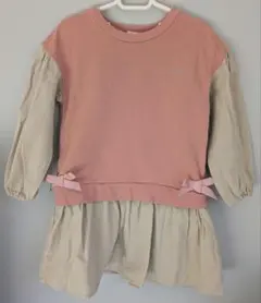 BeBe 長袖リボントレーナーピンク/ベージュのサムネイル