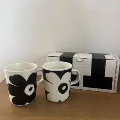 【値下げ】マリメッコ　ウニッコ　マグカップ　70周年　ペアセット　モノトーン