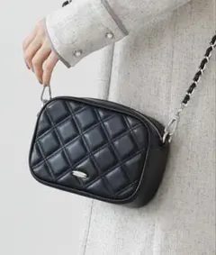 archives Wステッチキルトバッグ　ショルダーバッグ　ブラック