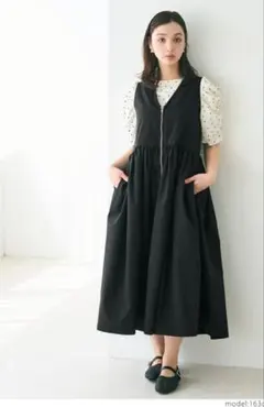 コカ coca Vネックジップアップドレス　ブラック　Mのサムネイル