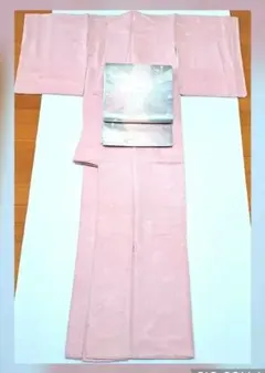 正絹 色無地 袷 袋帯セット ピンク