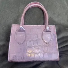 パープル クロコダイル風 ミニハンドバッグ