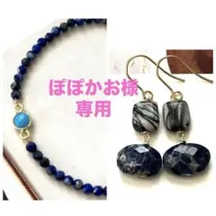 ぽぽかお様専用☺︎ 3点作品☆ ゼブラジャスパー× ソーダライトピアス