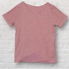 イーハイフンワールドギャラリー 半袖Tシャツ ボーダー Ｖネック 赤 白のサムネイル