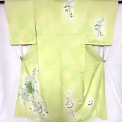 正絹 絽 単衣 黄緑 菖蒲 銀彩 - メルカリ