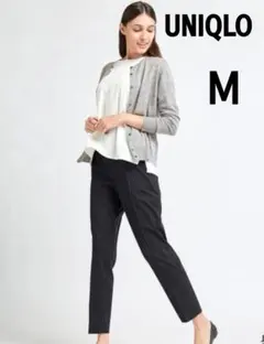 UNIQLO ストライプ柄 スラックス パンツ レディース ブラック M