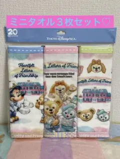 【気まぐれセール♡】ハートフェルトレターズオブフレンドシップミニタオル３枚セット