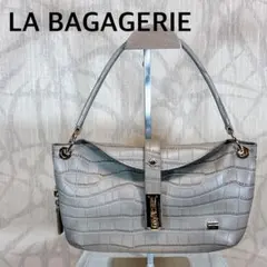 LA BAGAGERIE ラ バガジェリー クロコダイル型押し ハンドバッグ Rのサムネイル