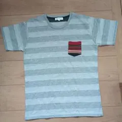 THE SHOP TK ボーダー ポケット Tシャツ グレー Lのサムネイル