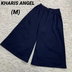 裏起毛ガウチョパンツ　ワイド　紺　ネイビー　M ルームウェア　ウエストゴム