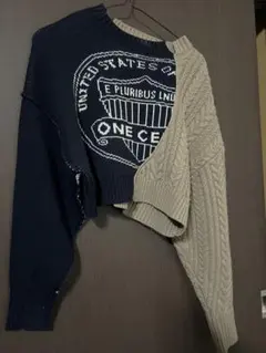 BAYFLOW ケーブルニット セーター ネイビー/ベージュ