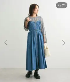 グリーンパークス デニム キャミワンピース ロング 美品のサムネイル
