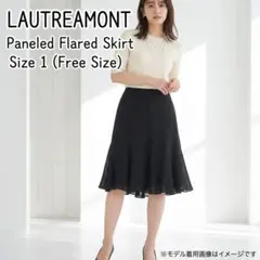 黒いフレアひざ丈スカート　ウエストジッパー付　LAUTREAMONTのサムネイル